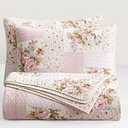 Chezmoi Collection Rosy 3-Piece King Size Printed Patchwork Cotton Quilt Set - Pink Flower Floral Striped Polka Dots - Stone Washed Lightweight Bedspread, King Size, Pink Flower Patchwork 