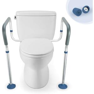 GreenChief Toilet Safety Rail, Medical Bathroom Safety Frame for Elderly, Handicap and Disabled - Adjustable Handrails for Toilet Seat Toilet Handrails Helper, 2 Additional Rubber Tips (1 Count (Pack of 1))