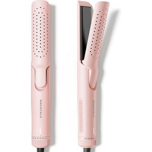 Wavytalk Airflow Styler Curling Iron, Cool Curl, 360 Cool Air Lock in Style for Lasting Curls, Reduces Damage, 2 in 1Hair Straightener and Curler, 1.25 Inch, Anti-Scald for Short Long Hair, Pink
