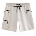 maamgic Mens Swim Trunks 9 Inch Unlined Board Shorts with Zipper Pockets (Gray, XL)