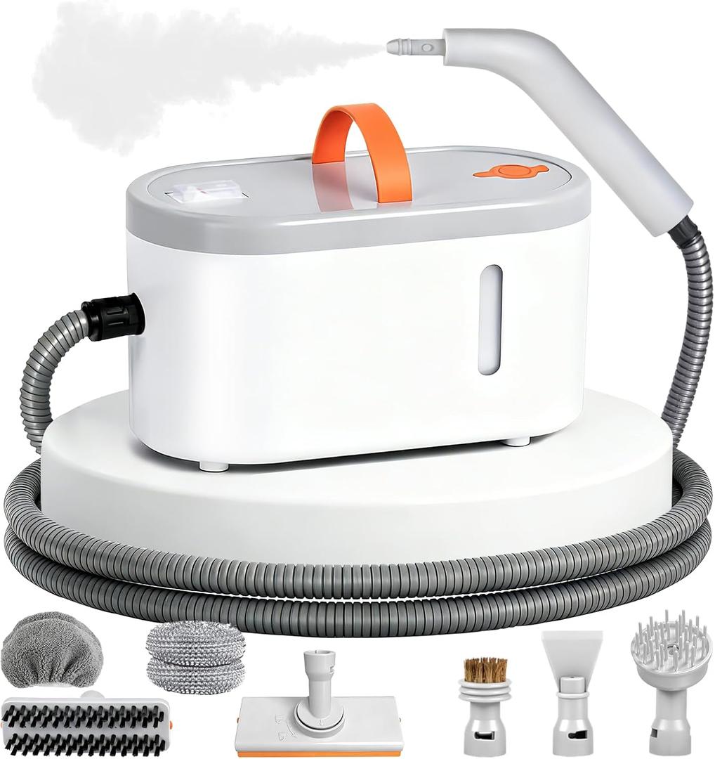 Steam Cleaner for Home - Portable Handheld Steamer for Cleaning With 15s Heat-UP, 0.78 Quarts Tank,9 Accessories - Clean Grease,Automotive wheels and interior trim,Grout, Tile, Floor, Couch, Carpets