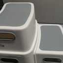 Forbena Toddler Step Stool for Bathroom Sink, 2 Step Stool for Kids Toilet Potty Training, Non-Slip Toddlers Baby Child Kid Plastic Poop Stools with Handle for Kitchen Counter Bed (White-Grey)