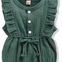 Renotemy Newborn Infant Baby Girl Clothes Rompers Summer Jumpsuits Short Sleeve Romper Infant Baby Clothes Girl (Green, S)