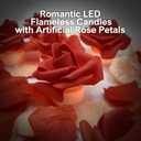 9 Pack Battery Operated Tea Light Candles with Artificial Rose Petals, Romantic Flameless LED Candles for Valentine's Day, Weddings, Proposals, and Christmas Decor
