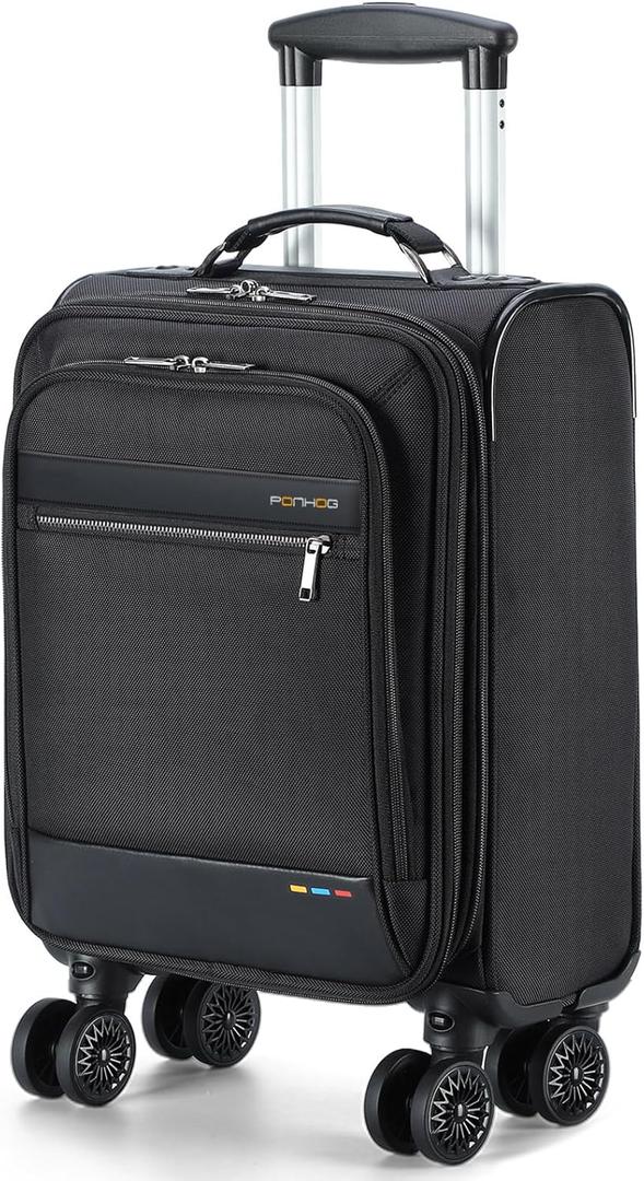 Underseat Carry on Luggage With Wheels,16 Inch Softside Expandable Under Seat Suitcase, Airline Approved Personal Item Bag for Men Women, Black