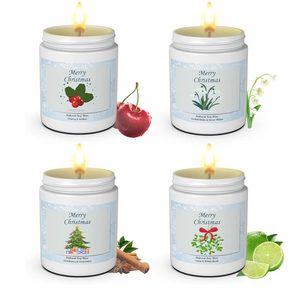 Christmas Candles Gift 4 Pack Set,Winter Holiday Soy Wax Candles with Christmas Tree Scent,Festive Winter Aromatherapy Candles for New Year Christmas Eve Home Decoration (Xmas Tree Series 4 Pack)
