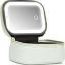 Mini Makeup Bag with Led Mirror, Small Travel Make up Bag 3 Light Modes Adjustable Brightness, for Women Organizer Cosmetic Bag, Portable Travel Train Toiletry Bag, for Pool Parties Work Touch-Ups, Mint Green