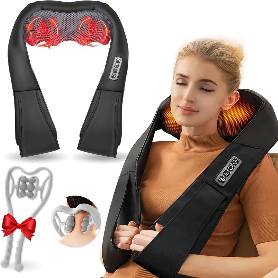 Birthday Gifts for Women - Neck Massager for Pain Relief - Shiatsu Back and Neck Massager with Heat,Electric 4D Massage Pillow(NOT Cordless)