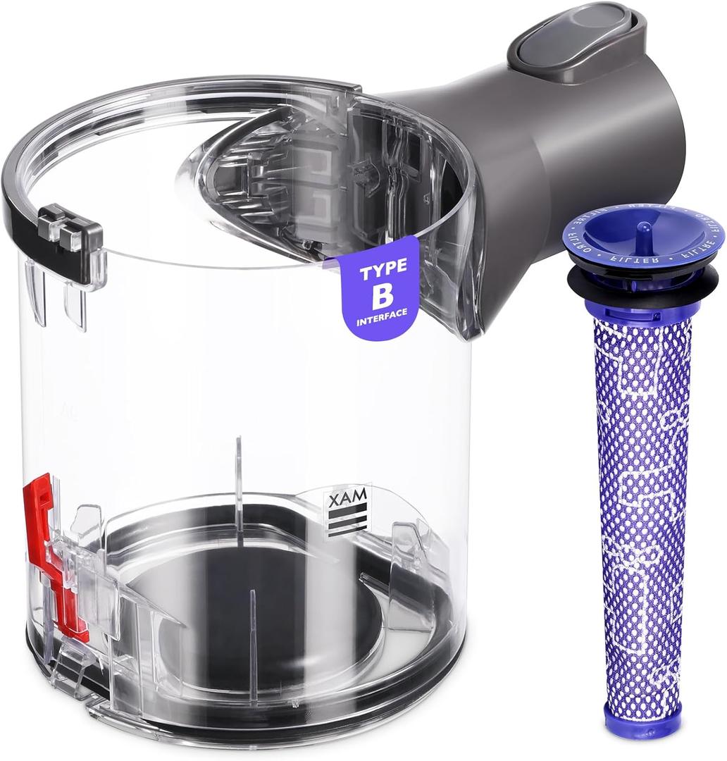 V6 Canister Compatible with Dyson V6 DC58 DC59 DC62 DC74 Vacuum Cleaner Dust Bin, V6 Dust Bin Replacement, V6 Canister Replacement Part No.965660-01 Type B Interface