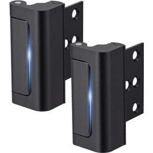 Husfunov 2 Pack Home Security Door Lock,Childproof Door Reinforcement Lock,with 3" Stop Withstand 800 lbs,for Inward Swing Doors,Night Kids Safety Metal Flip Lock Deadbolt Latch (Black)