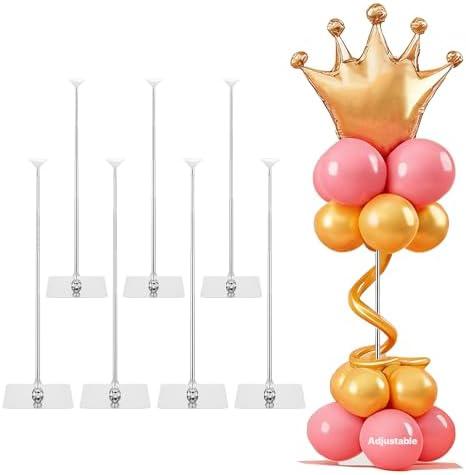 Metal Balloon Stands for Table, Adjustable Height Reusable Table Balloon Stand Kit for Tabletop Centerpiece Party Decorations (8)