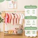 Kids Clothing Rack with Storage Shelf, Kids Dress Up Rack, Dance Costume Garment Rack for Hanging Clothes,Garment Rack for Hanging Clothes Organizer, Bamboo (Natural)