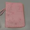 Bible Cover Case for Women Pink Leather Floral Bible Storage Bag with Highlighters Tabs for Girls Bible Study Supplies Accessories Christian Gifts (One Size)