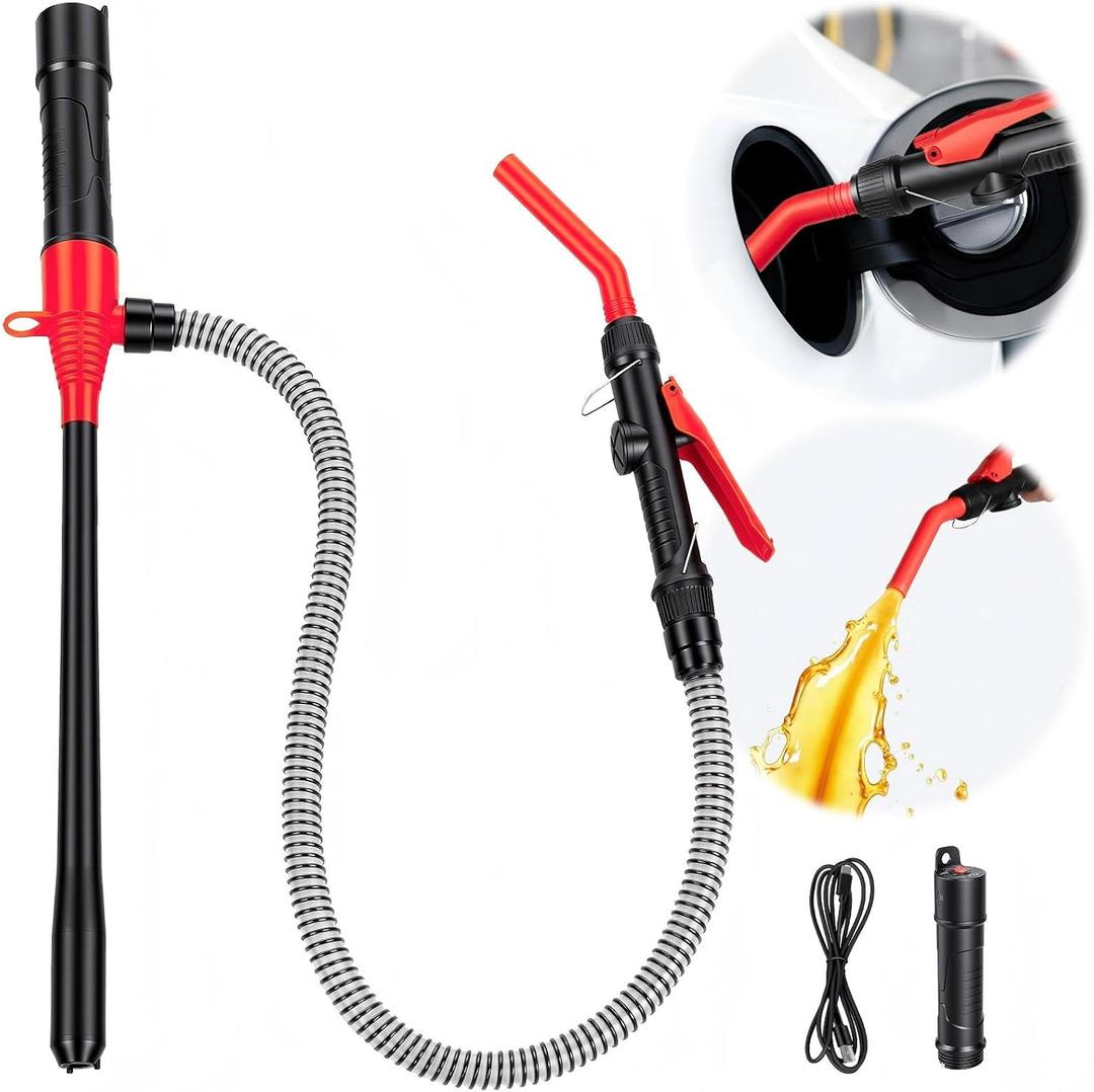Li-Battery Portable Fuel Transfer Pump - 3.5 GPM Rechargeable Siphon Pump with Controlled Flow & Leak-Proof for Gasoline, Diesel, Water
