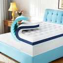 4 Inch Memory Foam Dual-Layer Mattress Topper Queen Size - 2Inch 1000GSM Quilted Pillow Top with Down-Alternative + 2Inch 58"(800) Egg Crate Memory Foam (King)