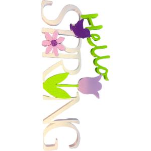 Hello Spring Chic Floral Decorative Sign