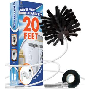 The Professional Dryer Vent Cleaner Kit -(20-Feet) Innovative Lint Remover Reusable Strong Nylon| Flexible Lint Brush with Drill Attachment for Faster Cleaning