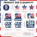 8 PCS 4th of July Yard Signs with Stakes, 250th Anniversary Independence Day Outdoor Decorations, National Flag Eagle Happy July 4th Waterproof Patriotic Stars Lawn Signs for Memorial Day Party Patio Decor