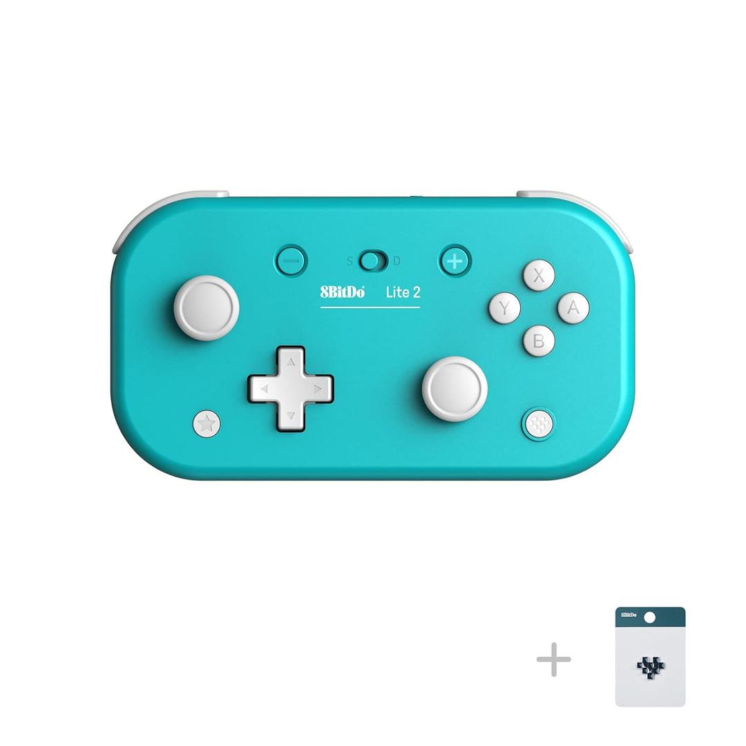 8Bitdo Lite 2 Bluetooth Controller with Motion Controls, Linear Motors Vibration, Joysticks, Triggers and D-pad, Wireless Gamepad for Switch/Switch 2, Android & Raspberry Pi (Turquoise)