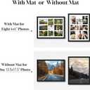 4x6 Photo Collage Frame 8 Openings Wooden, 13.5x17.5 Multi Picture Frame Collage Wall Decor, Black Frame with White Mat, Solid Pine Wood