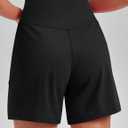 PINSPARK Women's Athletic Shorts 6" High Waisted Yoga Shorts with Pockets | Loose Fit No Liner Walking Shorts, 2 Deep Pockets, Soft & Stretch, High Rise, Casual/Running/Workout, Large 