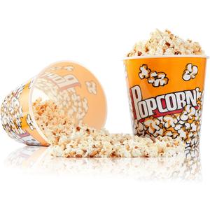 Plastic Popcorn Container Retro Style Reusable Popcorn Bucket for Movie Night 7.1x7.1x5.1, 1 Pack