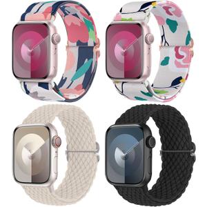 Delidigi Stretchy Bands Compatible for Apple Watch Band Women 40mm 38mm 41mm 42mm 44mm 45mm 46mm 49mm, Nylon Braided Straps for iWatch Series 11 10 9 8 7 6 SE 5 4 3 Ultra 3 2 1