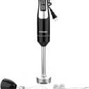 Immersion Blender Handheld, OUTRONSM Hand Blender with 4-point thickened SS blades, Milk Frother, Egg Whisk for Coffee Milk Foam, Puree Baby Food, Smoothies, Sauces and Soups Black