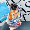 Case Compatible with iPhone 15 Pro Max,Compatible with MagSafe,Fall Prevention Hybrid 2-Layer Hard Shell Cases for Girls Boys,Fish Orange Collage European