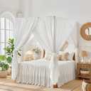 Canopy Bed Curtains - 4 Corners Post Ruffle Princess Bed Canopy Elegant Cozy Drape Netting 4 Opening Mosquito Net for Girls Adults Bedroom Beautiful Decoration - Easy Installation Twin White, 35"W x 78.7"L