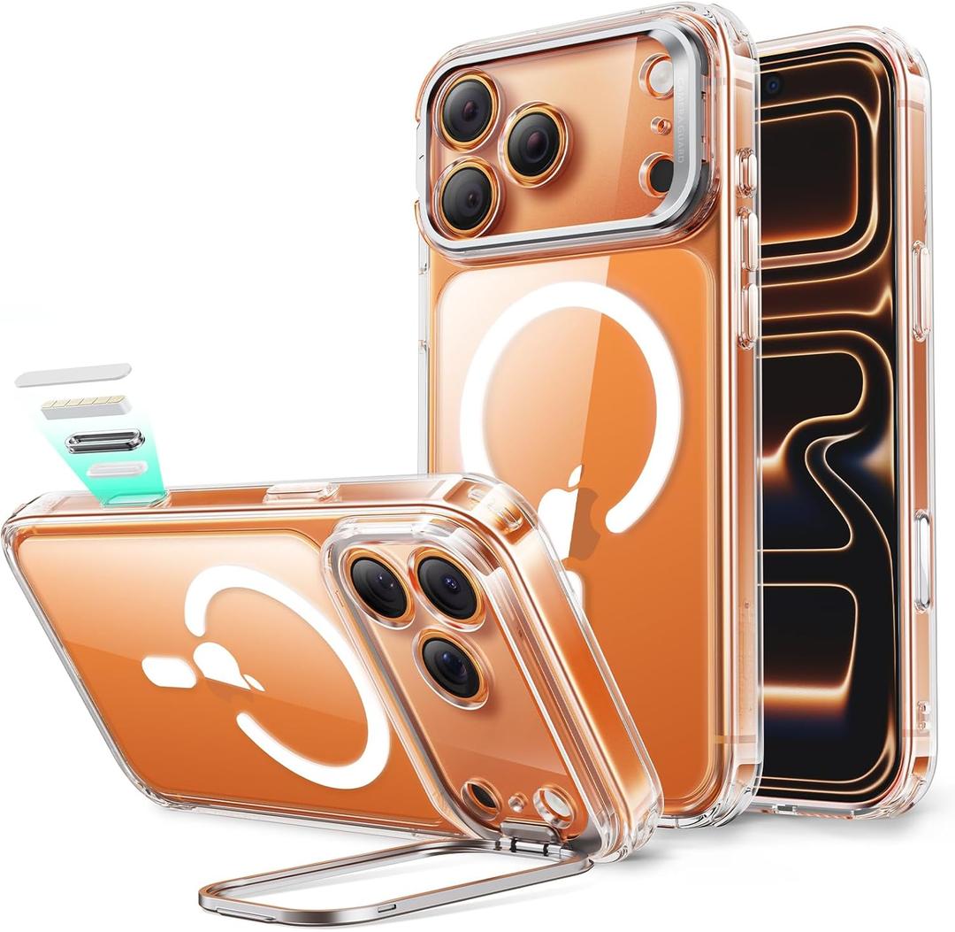 ESR for iPhone 17 Pro Max Case with Stash Stand, Camera Control Cover Compatible with MagSafe, Military-Grade Drop Protection for iPhone 17 Pro Max Phone Case, Scratch-Resistant Back Cover, Clear