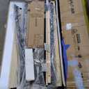 Rolanstar Bed Frame Full Size with Charging Station, Bookcase Headboard Bed with LED Light and Sliding Doors, Platform Bed with Wooden Slats, No Box Spring Needed, Noise Free, Black