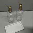 Vine Creations Glass Soap Dispenser Set, Kitchen Soap Dispenser Set with Ceramic Tray, 16 oz Dish Soap and Hand Soap Dispensers with Stainless Steel Pump Decor (Clear Bottle/Brushed Brass)