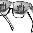 URUMQI Polarized Sunglasses Fit Over Glasses for Men Women, Oversized Square Shades UV400 Protection (03 Transparent Grey Frame/Grey Lens)