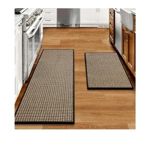 Kitchen Rugs and Mats Non Skid Washable Set of 2 PCS, Absorbent Runner Rugs for Kitchen, Front of Sink, Kitchen Mats for Floor, 17.3"x 47"+17.3"x 29" (Black)