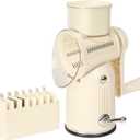 Chef Power's 5 in 1 Rotatory Cheese Grater - Premium Quality Hand Cheese Grater With Handle - Food Chopper for Kitchen - Beige