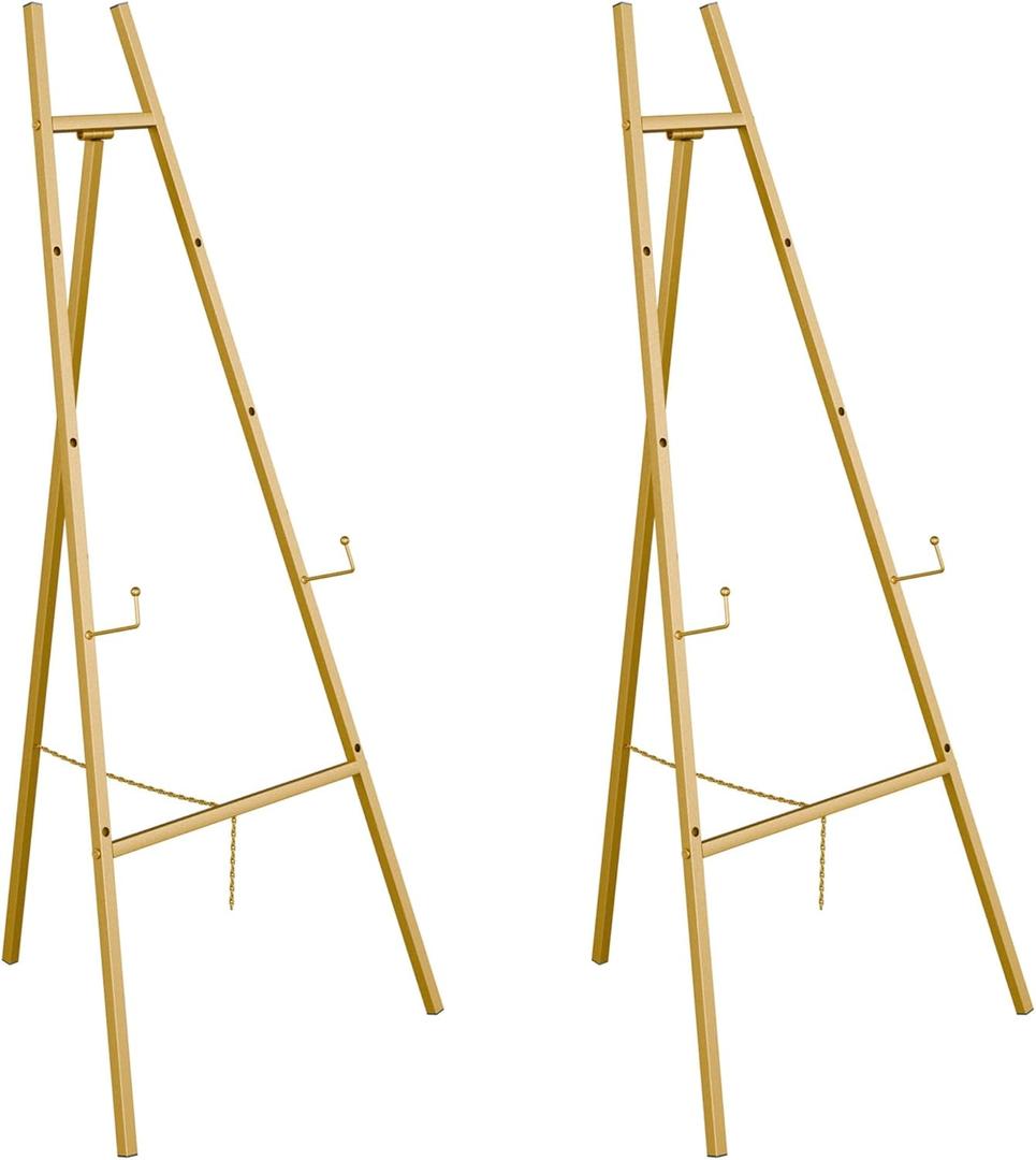 Gold Easel Stand for Sign, Heavy Duty Easel, 4-Tier AdjustableArt Easel for Painting, Wedding Sign 2pc