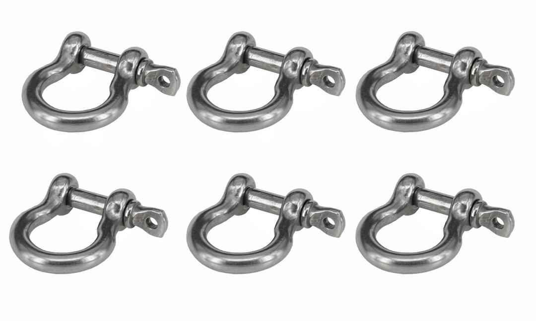 6PCS Stainless Steel Forged Bow Shackle 5/32" (4mm) for Chains, Wire Rope, Lifting and Landing, Camping, Tow Strap
