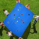Kathfly Blue Hole Tarp Team Building Game 98 x 70 Inch Learning Fun Team Building Games for Work with 8 Pcs Team Building Ball for Teamwork Group