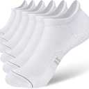 Women's Athletic No Show Socks, Cushioned Ankle Running Socks, Breathable, 4 pairs (White)