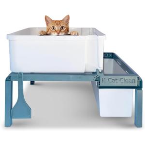 Lift and Sift Cat Litter Box, Sifting Litter Box for Easy Cleaning, Cat Toilet (2 Litter Boxes: 1 Large & 1 Small) with Frame & Scraper - K Cat Clean