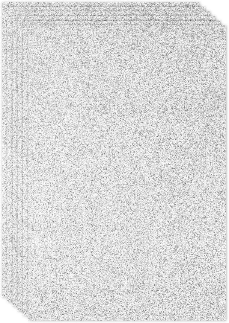 PATIKIL 2mm(1/10") Thick Non Adhesive Glitter Foam Sheet 16x24inch(40x60cm) Silver Tone, EVA Shiny Foam Board for Craft, 6 Pcs