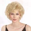 Short Blonde Curly Wigs for Women Fluffy Natural Looking Synthetic Cosplay Daily Halloween Hair Wig