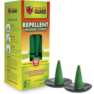 Mosquito Guard 45pcs Mosquito Repellent Incense Cone with 2 Ceramic Dishes - Mosquito Repellent for Patio – No Deet Plant Based Mosquito Repellent Outdoor