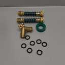Triumpeek 3/4" Brass 2 Way Hose Splitter, Brass 2 Way Garden Hose Connector with 2 Pcs Garden Hose Coiled Spring Protectors and 6 Rubber Washers