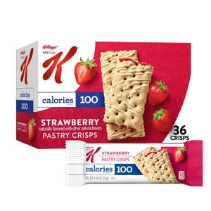 Special K Bar Pastry Crisps, 100 Calories, Breakfast Bars, Value Size, Strawberry, 15.84oz Box (36 Crisps) (EXP 02/19/27)
