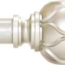 Champagne Gold Curtain Rod for Windows 66 to 120 Inches(5.5-10ft), 1" Diameter Heavy-Duty Adjustable Decorative Curtain Rod with Striped Twisted Finials - for Living Room Bedroom (Modern Home Decor)