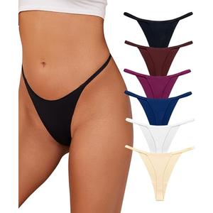 Murimia 7 Pack G String Thongs for Women Seamless Underwear Sexy T-back Low Rise Breathable Bikini Panties, D-Multicolor, X-Large