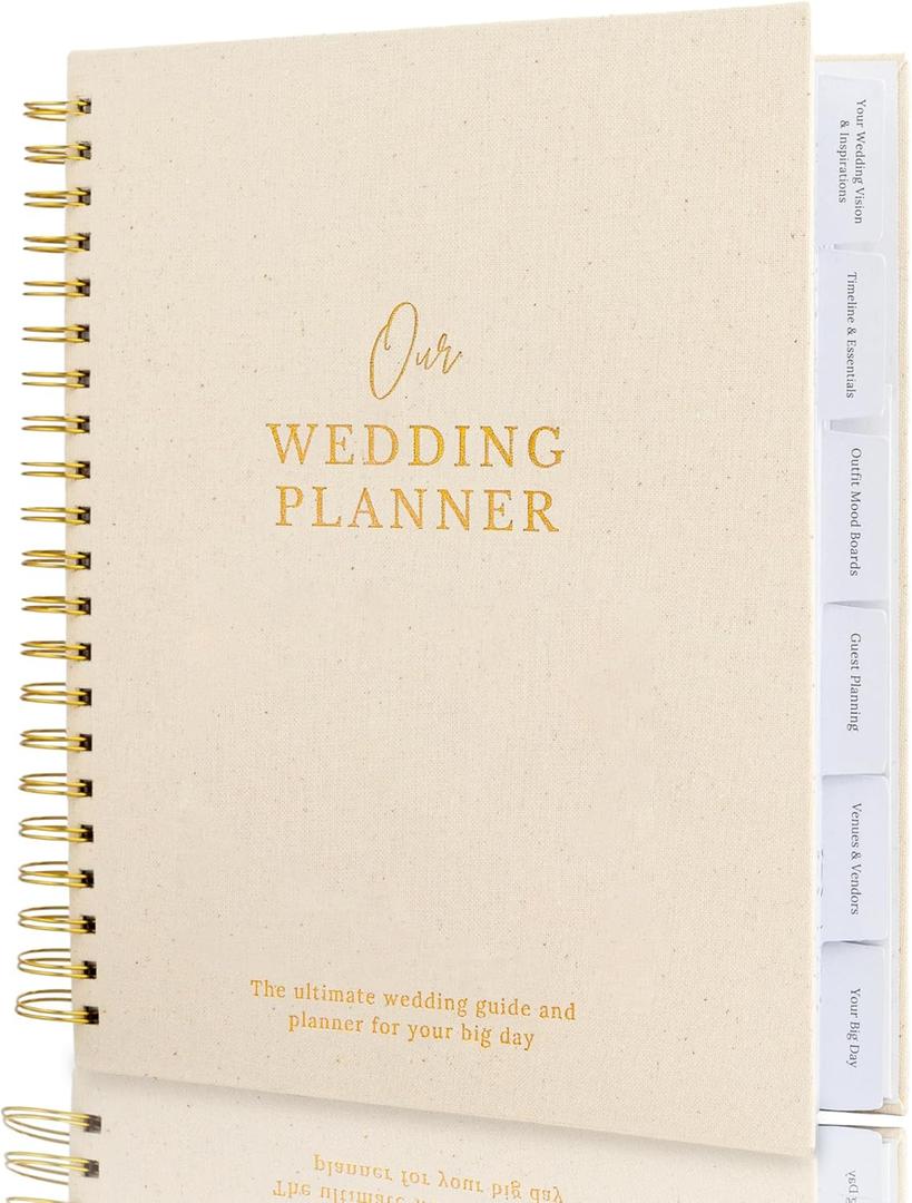 Timeless Premium Linen Wedding Planner Book and Organizer  Wedding Planning Book, Comprehensive Keepsake & Countdown Binder, Perfect Engagement Gift for Women, 11" x 9" (Cream Speckles)