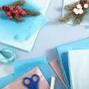 Hestya 50 Sheets Christmas Tissue Paper with 2 Ribbon 19.6 x 27.5 Inch for Wrapping Gift Party Supplies Holiday Xmas Presents Crafts(Sky Blue,Light Blue,Silver)